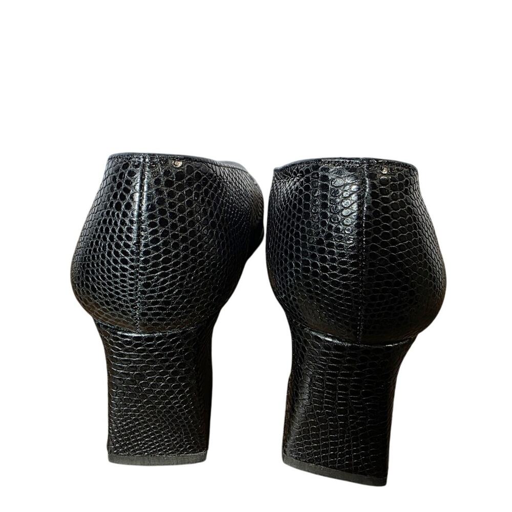 Stuart Weitzman Blk Snake Print Leather Block Cla… - image 6